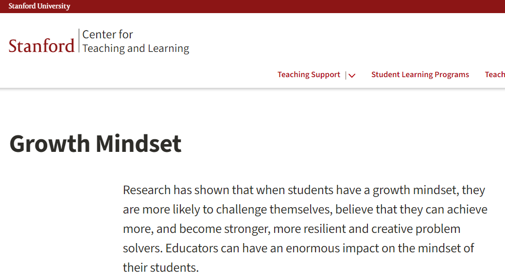 Stanford University Growth Mindset Graphic